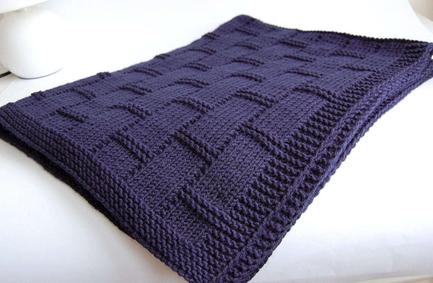 Classic Baby Blanket in Unique Lapping Squares Knitting Pattern