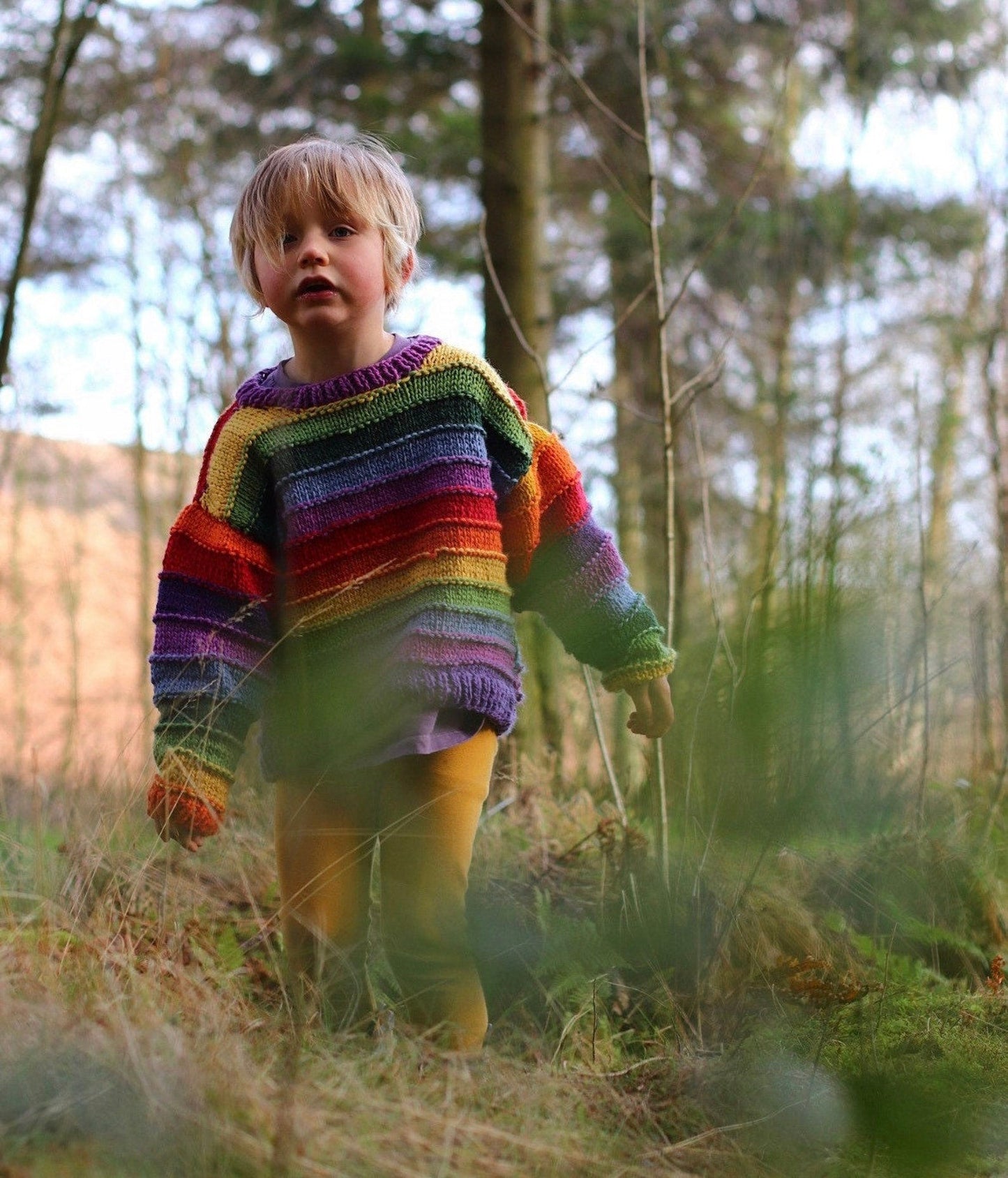 Lined Colorful Rainbow Pullover Sweater Knitting Pattern