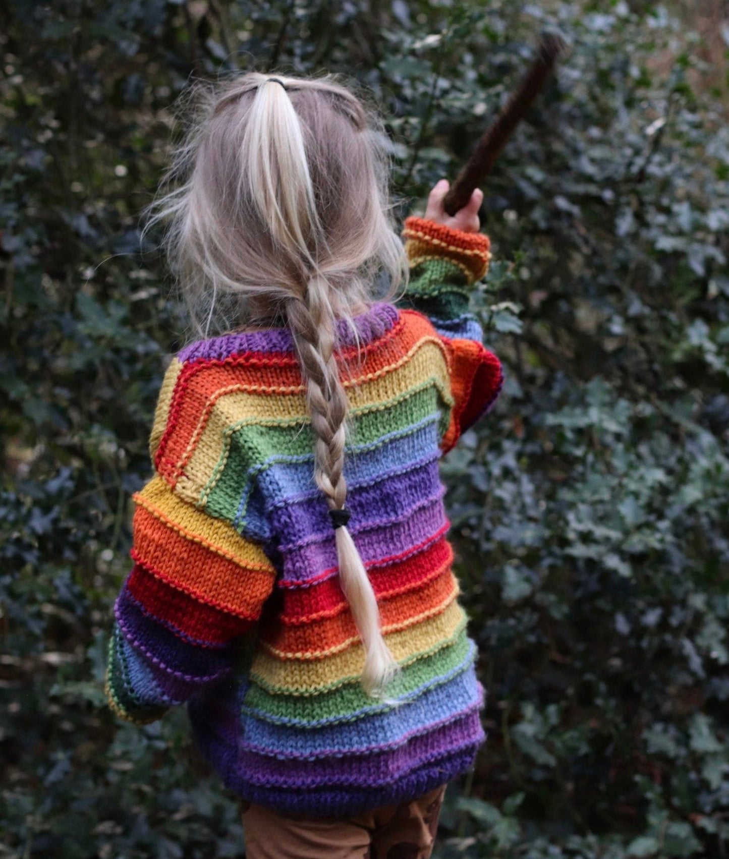 Lined Colorful Rainbow Pullover Sweater Knitting Pattern