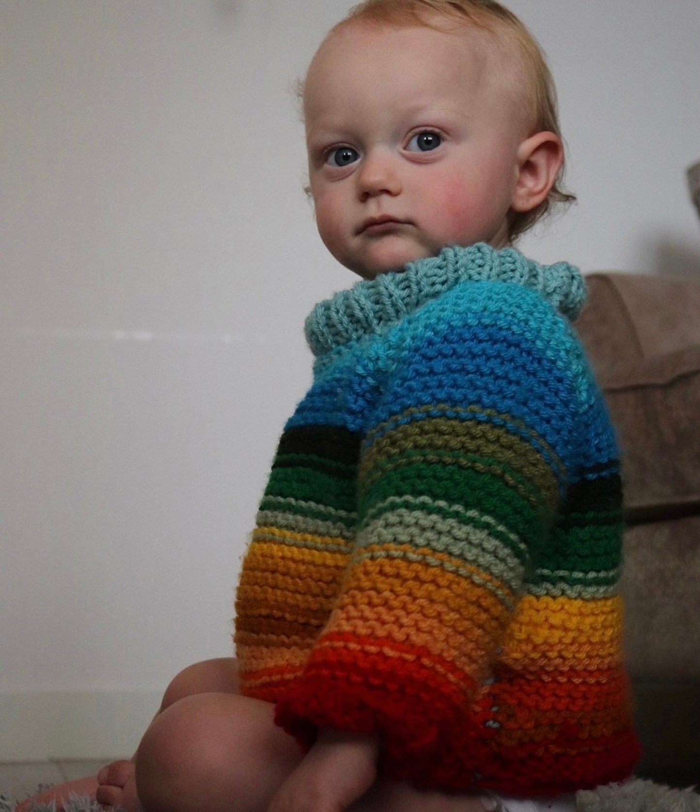 Lined Colorful Rainbow Pullover Sweater Knitting Pattern