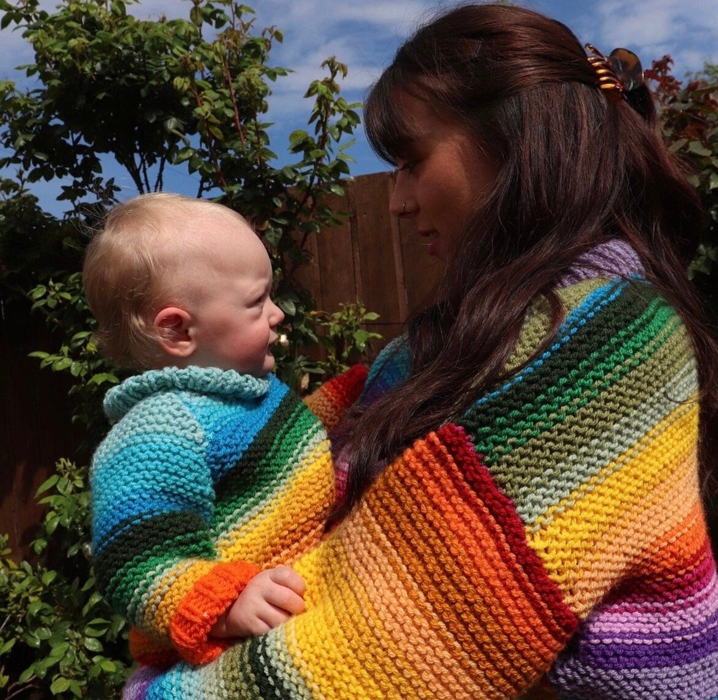 Lined Colorful Rainbow Pullover Sweater Knitting Pattern