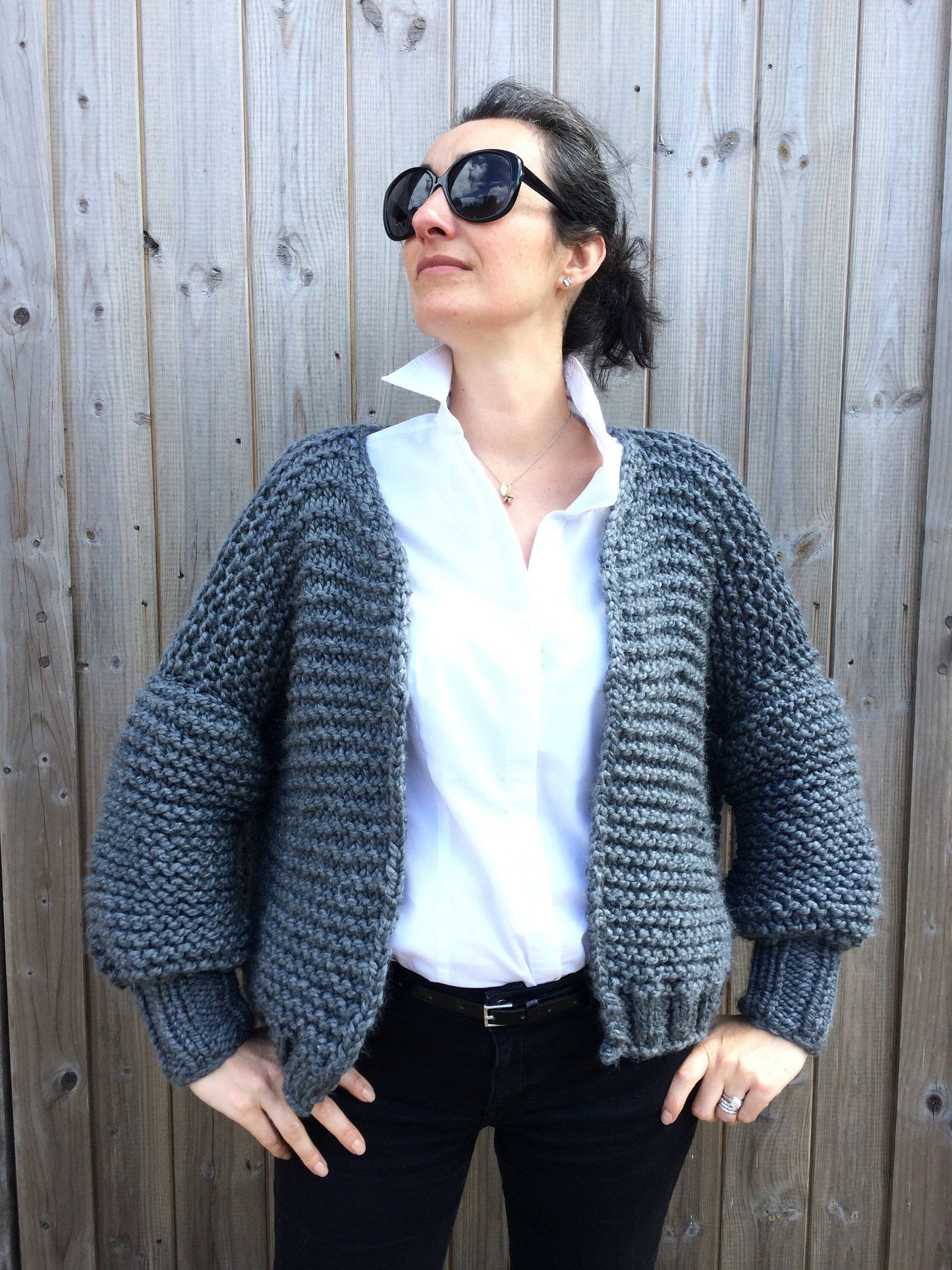 Oversized Mid Cardigan wiith Arm Warmer Knitting Pattern