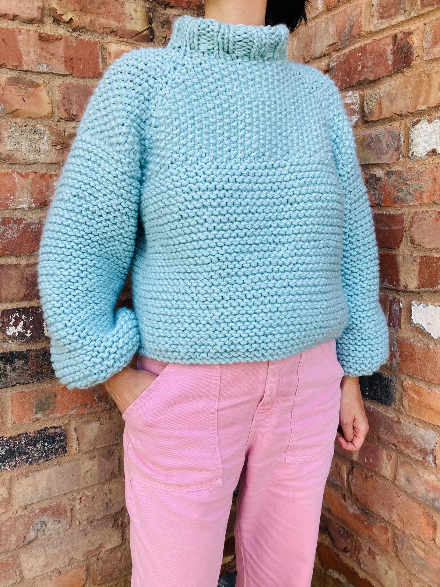 Oversized Wide Neck Pullover Sweater Knitting Pattern