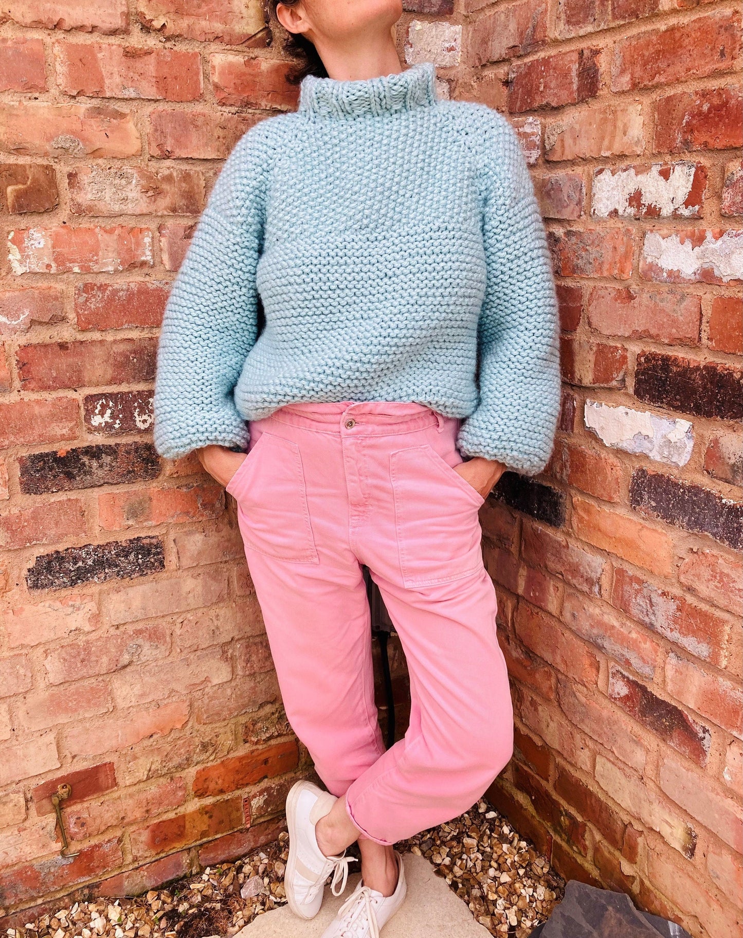 Oversized Wide Neck Pullover Sweater Knitting Pattern