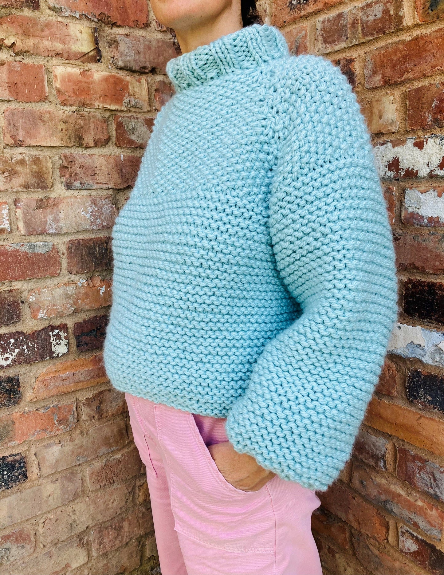 Oversized Wide Neck Pullover Sweater Knitting Pattern