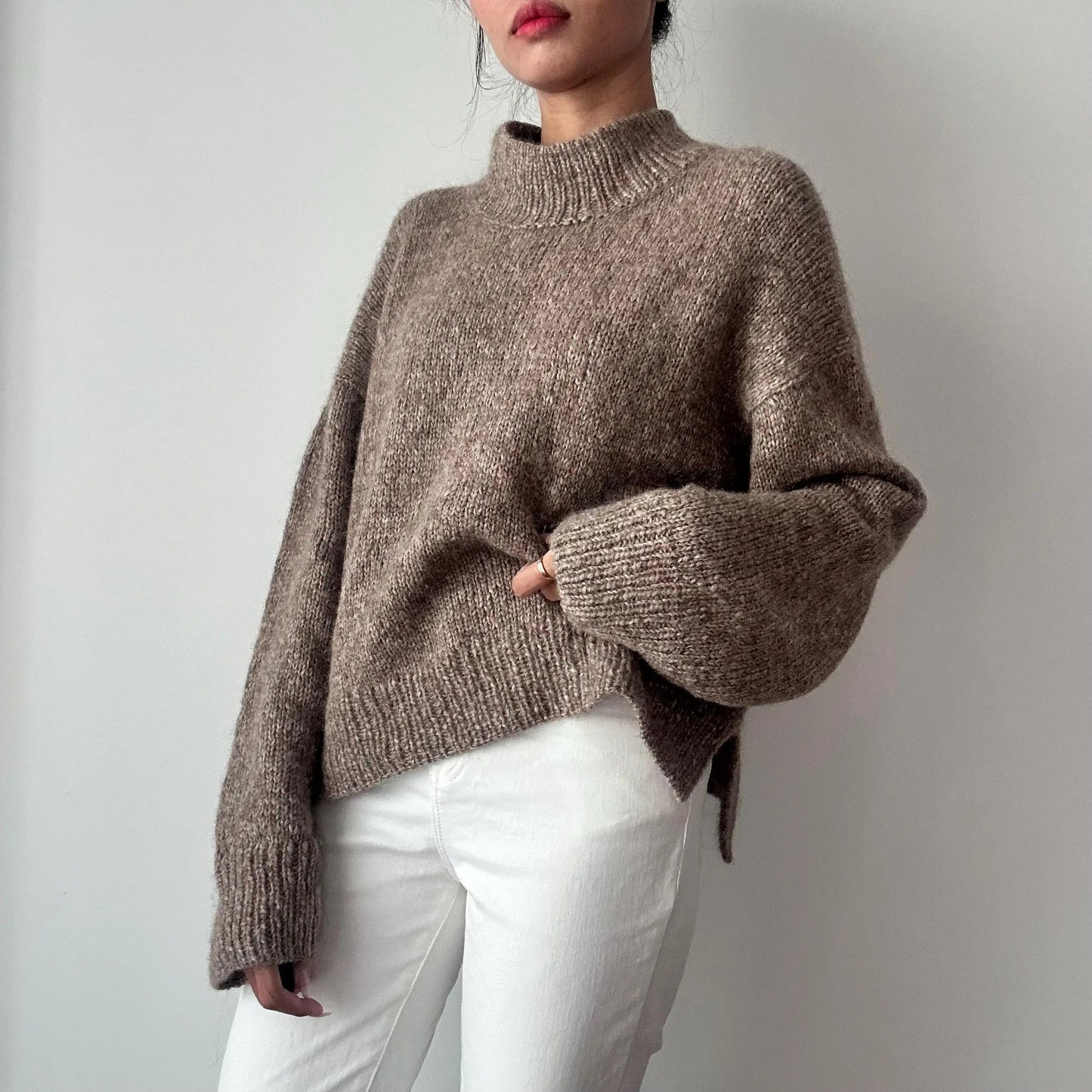 Low Collar Basic Pullover Sweater Knitting Pattern