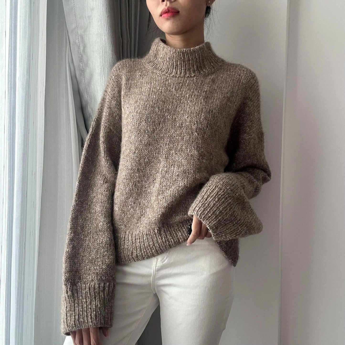Low Collar Basic Pullover Sweater Knitting Pattern