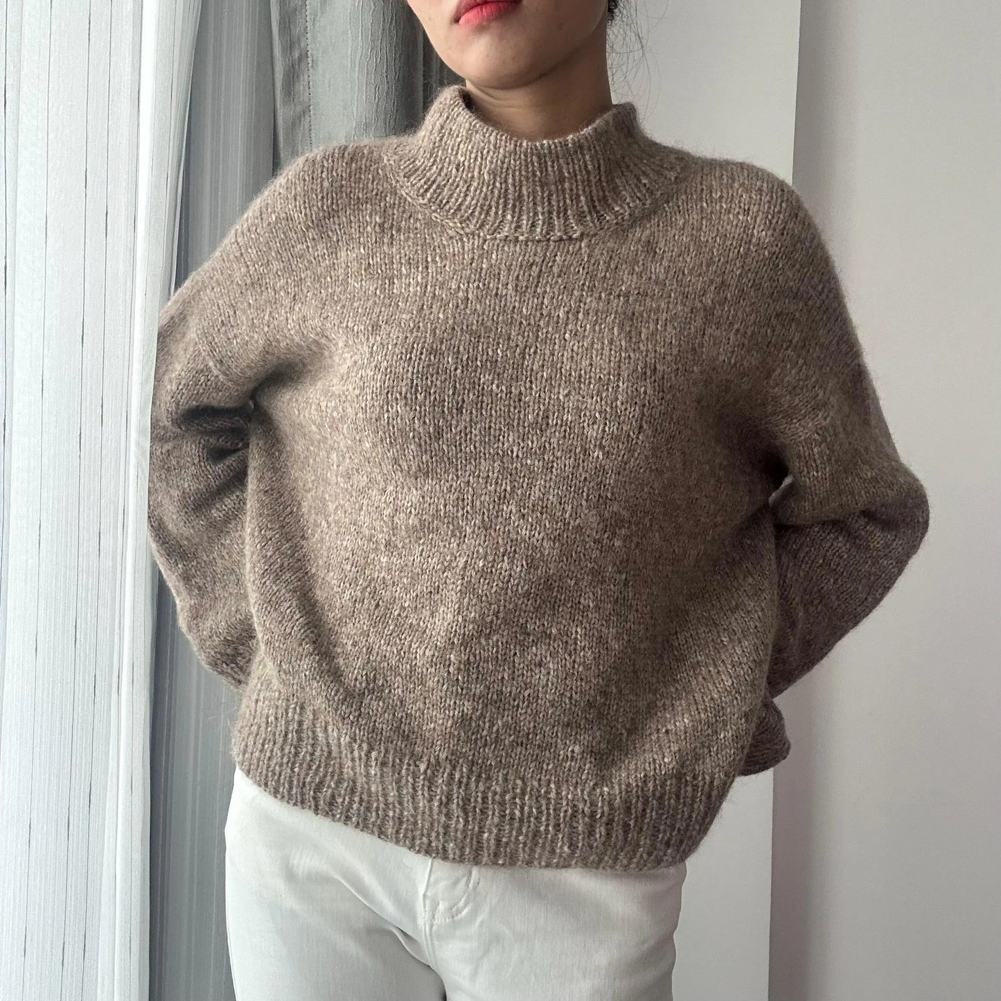 Low Collar Basic Pullover Sweater Knitting Pattern