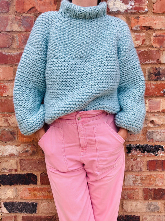 Oversized Wide Neck Pullover Sweater Knitting Pattern