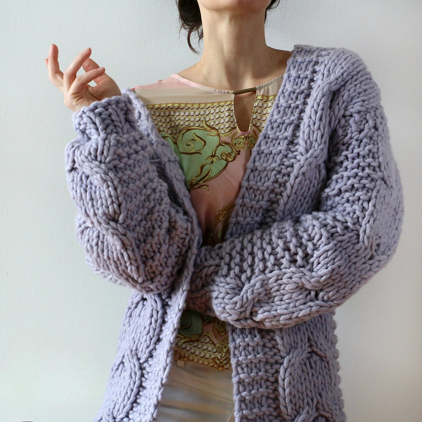 Comfy Thick Cable Knit Cardigan Knitting Pattern