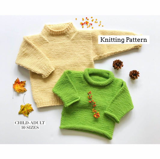 Easy Bulky Sweater Knitting Pattern | child & adult sizes